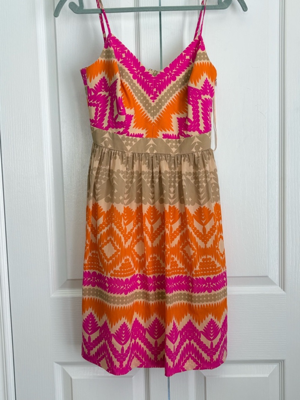 Trina Turk Womens Sundress, Silk, Pink, Orange, Tan, size 2